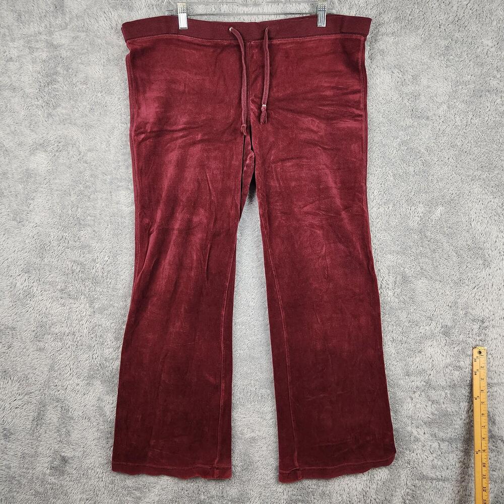 Vintage Fire Los Angeles Sweatpants Womens Large Red Velour Flare Wide Leg Y2k